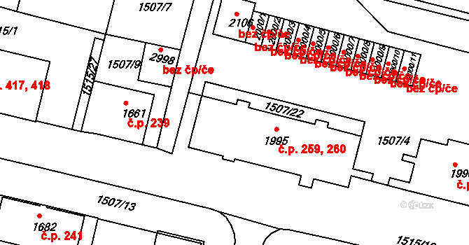 Kryblice 259,260, Trutnov na parcele st. 1995 v KÚ Trutnov, Katastrální mapa
