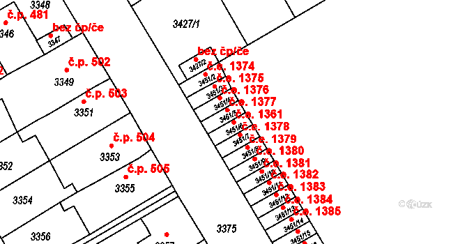 Jirkov 1361 na parcele st. 3451/6 v KÚ Jirkov, Katastrální mapa
