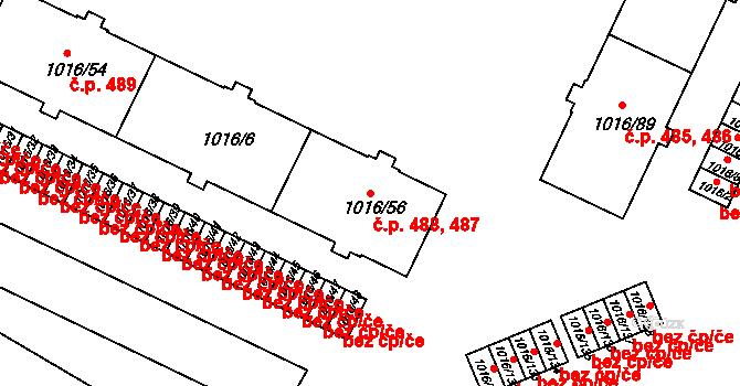Liberec V-Kristiánov 487,488, Liberec na parcele st. 1016/6 v KÚ Liberec, Katastrální mapa
