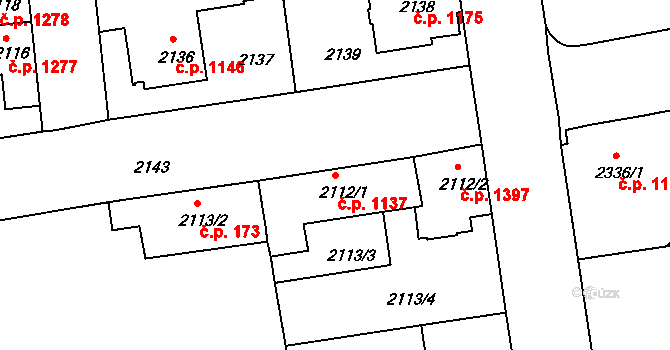 Rumburk 1 1137, Rumburk na parcele st. 2112/1 v KÚ Rumburk, Katastrální mapa