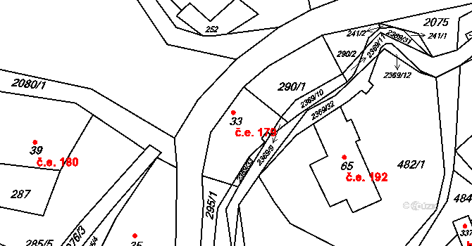 Doubice 179 na parcele st. 33 v KÚ Doubice, Katastrální mapa