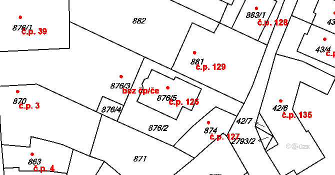 Dačice I 126, Dačice na parcele st. 876/5 v KÚ Dačice, Katastrální mapa