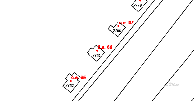 Jemnice 66 na parcele st. 2781 v KÚ Jemnice, Katastrální mapa