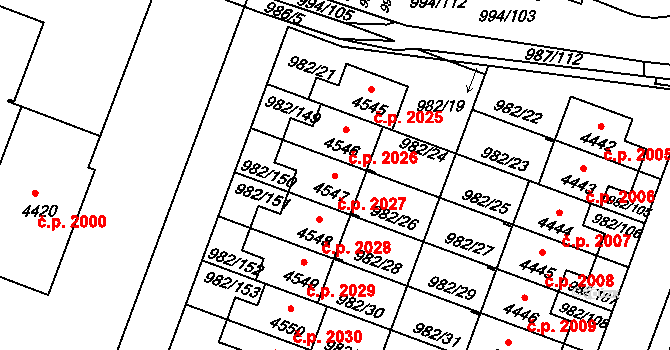 Čelákovice 2027 na parcele st. 4547 v KÚ Čelákovice, Katastrální mapa