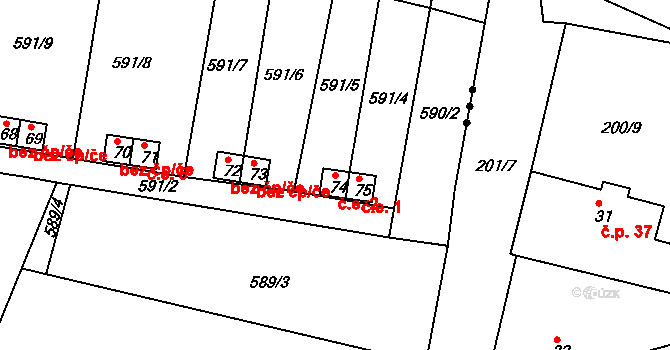 Kašina Hora 2, Záhoří na parcele st. 74 v KÚ Kašina Hora, Katastrální mapa