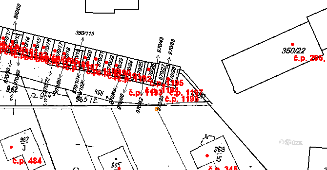 Dobšice 1196 na parcele st. 970/27 v KÚ Dobšice u Znojma, Katastrální mapa