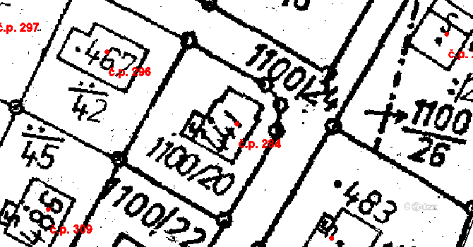 Senožaty 284 na parcele st. 441 v KÚ Senožaty, Katastrální mapa