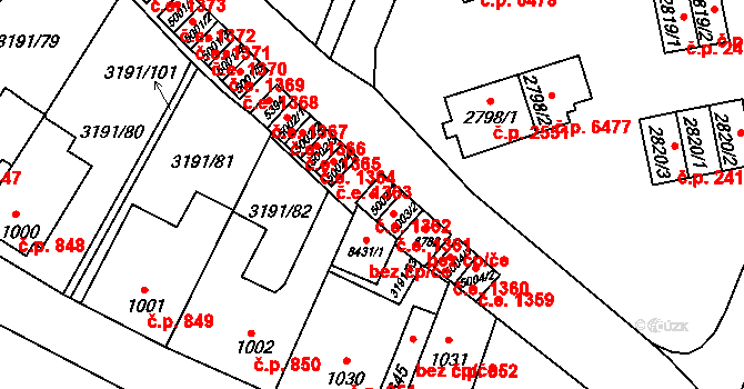 Zlín 1362 na parcele st. 5003/1 v KÚ Zlín, Katastrální mapa