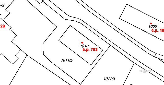 Žďár nad Sázavou 3 793, Žďár nad Sázavou na parcele st. 1010 v KÚ Město Žďár, Katastrální mapa