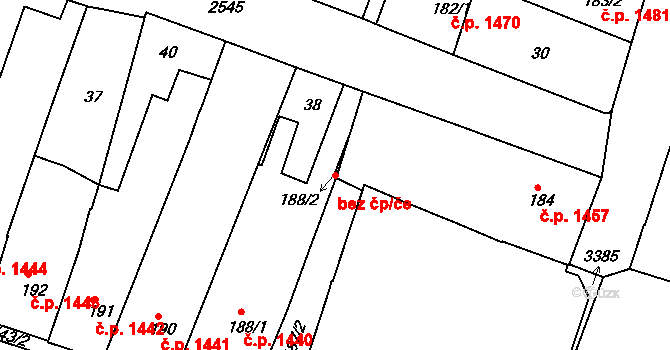 Nový Bydžov 40304795 na parcele st. 188/2 v KÚ Nový Bydžov, Katastrální mapa