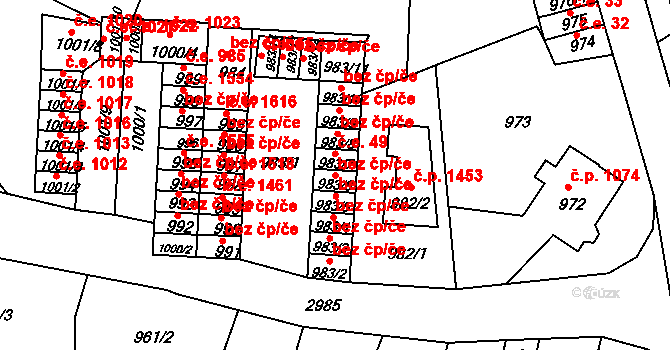 Děčín 40686795 na parcele st. 983/6 v KÚ Děčín, Katastrální mapa