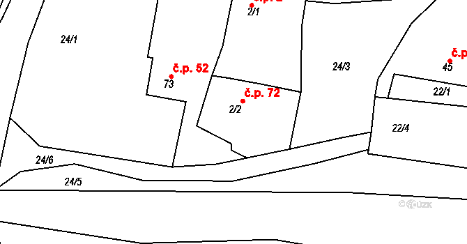 Rybníky 42364795 na parcele st. 2/2 v KÚ Rybníky, Katastrální mapa