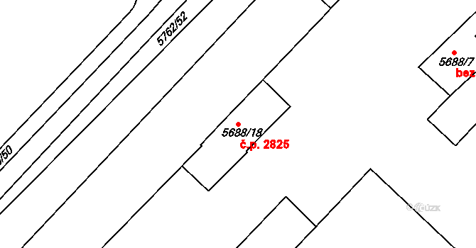 Znojmo 2825 na parcele st. 5688/18 v KÚ Znojmo-město, Katastrální mapa