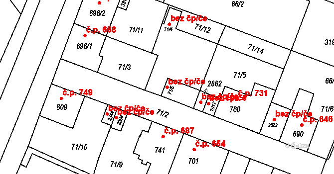 Opava 43776795 na parcele st. 71/5 v KÚ Kateřinky u Opavy, Katastrální mapa