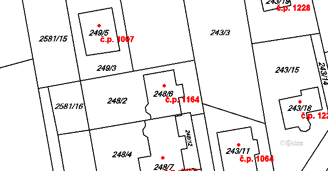 Kylešovice 1164, Opava na parcele st. 248/6 v KÚ Kylešovice, Katastrální mapa