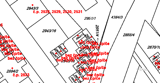 Teplice 45130795 na parcele st. 2943/12 v KÚ Teplice, Katastrální mapa