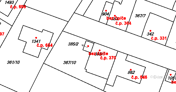 Pardubice 46785795 na parcele st. 385/2 v KÚ Rosice nad Labem, Katastrální mapa