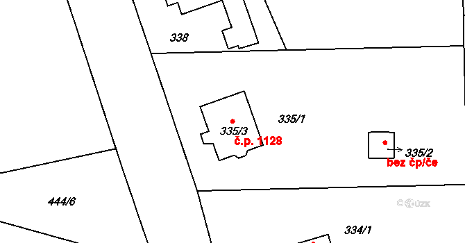 Stonava 1128 na parcele st. 335/3 v KÚ Stonava, Katastrální mapa
