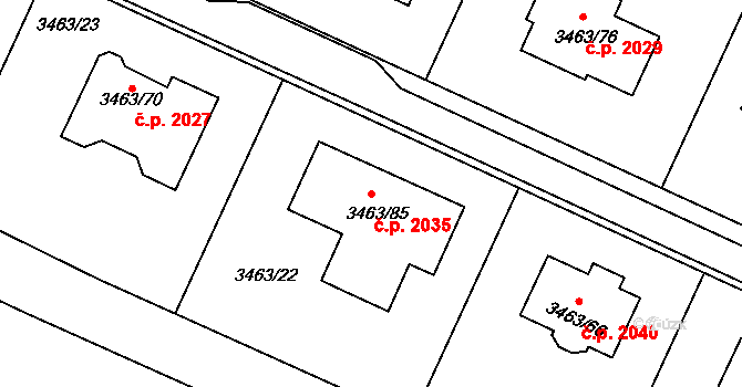Kadaň 2035 na parcele st. 3463/85 v KÚ Kadaň, Katastrální mapa