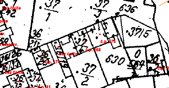 Tursko 168 na parcele st. 37/4 v KÚ Tursko, Katastrální mapa