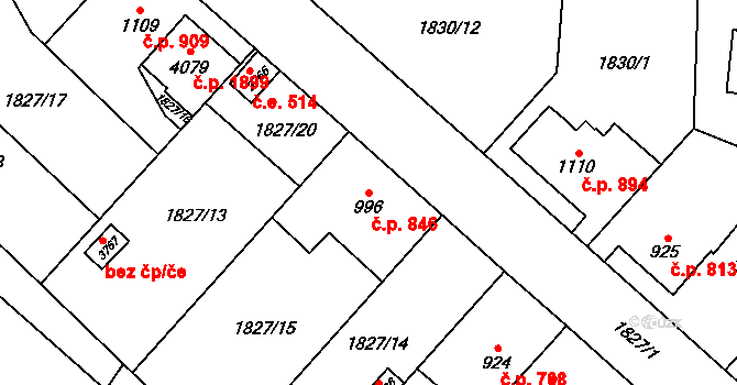 Náchod 846 na parcele st. 996 v KÚ Náchod, Katastrální mapa