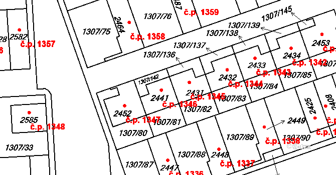 Unhošť 1346 na parcele st. 2441 v KÚ Unhošť, Katastrální mapa