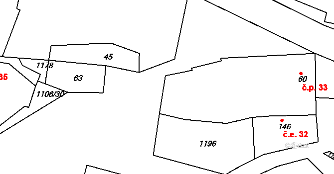 Černochov 33, Peruc na parcele st. 60 v KÚ Černochov, Katastrální mapa