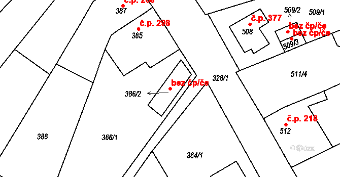 Proboštov 95258795 na parcele st. 386/2 v KÚ Proboštov u Teplic, Katastrální mapa
