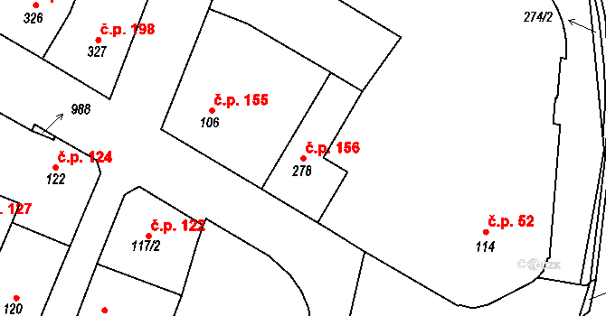 Doudleby nad Orlicí 156 na parcele st. 278 v KÚ Doudleby nad Orlicí, Katastrální mapa
