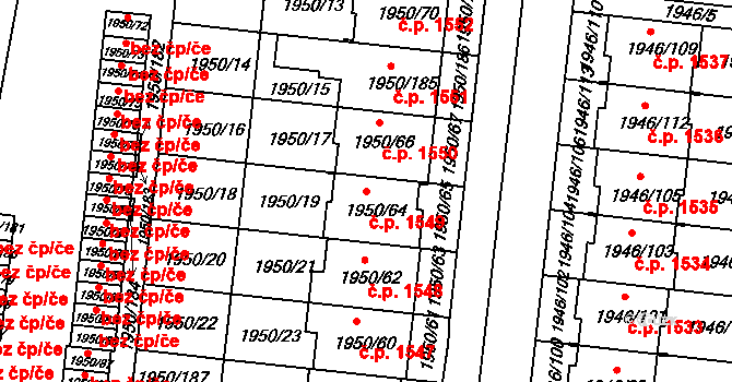 Holešov 1549 na parcele st. 1950/64 v KÚ Holešov, Katastrální mapa