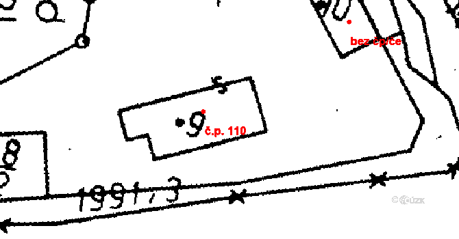 Kácov 110 na parcele st. 9 v KÚ Kácov, Katastrální mapa