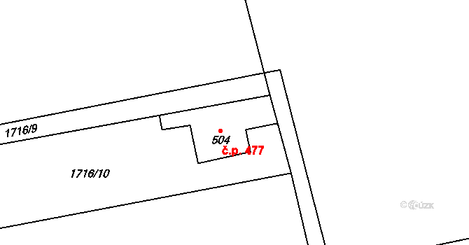 Velký Šenov 477 na parcele st. 504 v KÚ Velký Šenov, Katastrální mapa