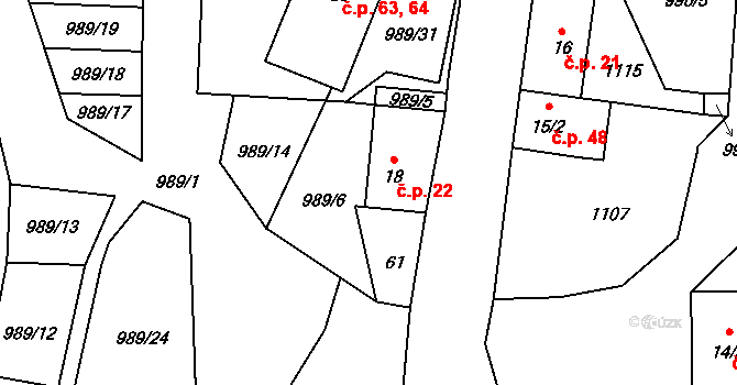 Žalmanov 22, Stružná na parcele st. 18 v KÚ Žalmanov, Katastrální mapa