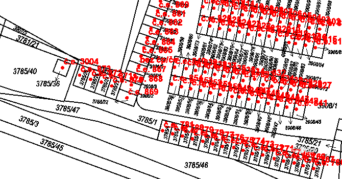 Jihlava 854 na parcele st. 3908/58 v KÚ Jihlava, Katastrální mapa