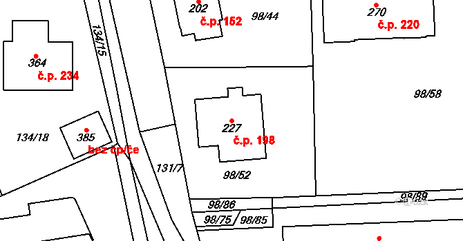 Vysoká Pec 198, Bohutín na parcele st. 227 v KÚ Vysoká Pec u Bohutína, Katastrální mapa