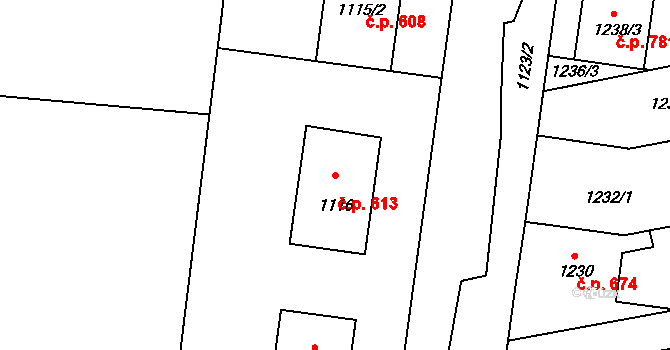 Velká nad Veličkou 613 na parcele st. 1116 v KÚ Velká nad Veličkou, Katastrální mapa