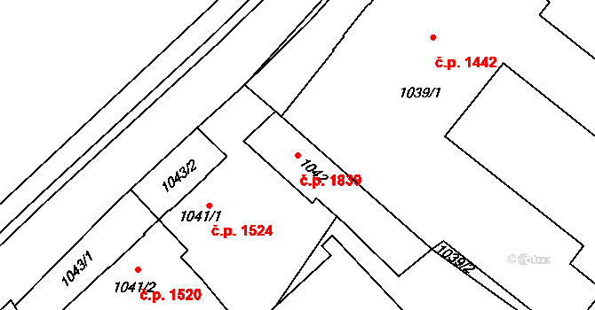 Kladno 1839 na parcele st. 1042 v KÚ Kladno, Katastrální mapa