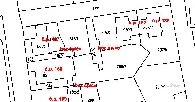 Dolní Rychnov 147928796 na parcele st. 207/6 v KÚ Dolní Rychnov, Katastrální mapa