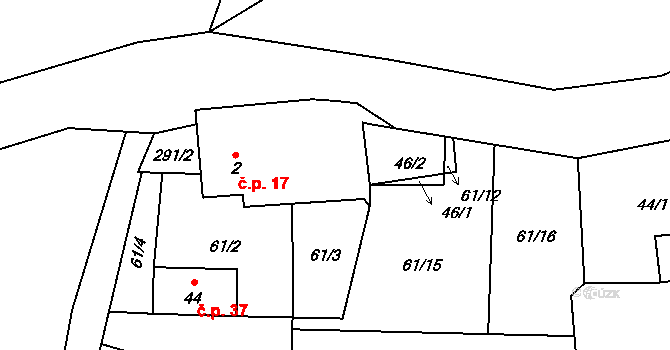 Dolní Kramolín 17, Chodová Planá na parcele st. 2 v KÚ Dolní Kramolín, Katastrální mapa