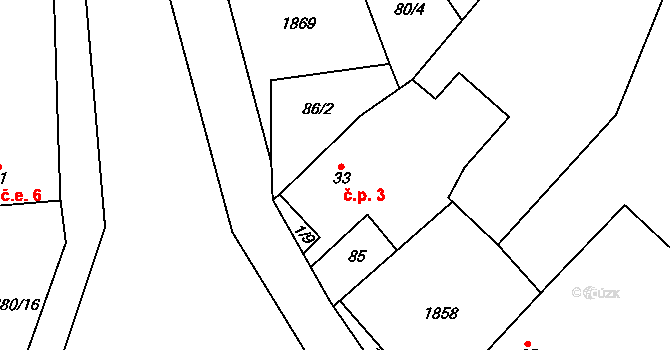 Štokov 3, Chodský Újezd na parcele st. 33 v KÚ Štokov, Katastrální mapa