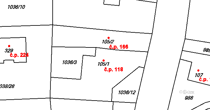 Želivec 118, Sulice na parcele st. 105/1 v KÚ Sulice, Katastrální mapa