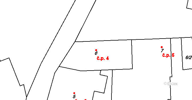Chomutice 4 na parcele st. 6 v KÚ Chomutice, Katastrální mapa