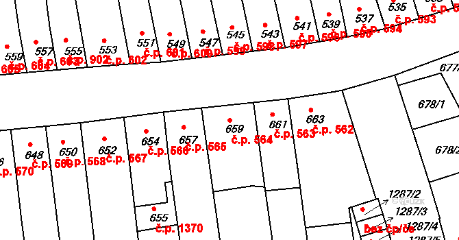 Roudnice nad Labem 564 na parcele st. 659 v KÚ Roudnice nad Labem, Katastrální mapa