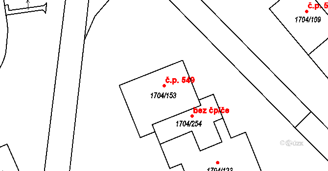 Miřetice u Klášterce nad Ohří 549, Klášterec nad Ohří na parcele st. 1704/153 v KÚ Miřetice u Klášterce nad Ohří, Katastrální mapa