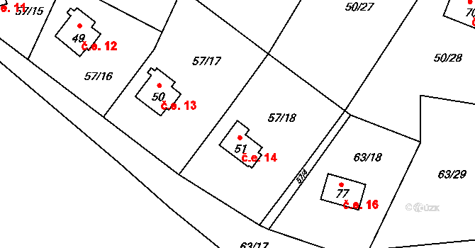 Leština 14, Strmilov na parcele st. 51 v KÚ Leština u Strmilova, Katastrální mapa