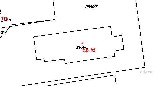 Rumburk 1 92, Rumburk na parcele st. 2859/3 v KÚ Rumburk, Katastrální mapa