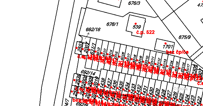 Sezimovo Ústí 3 na parcele st. 631/3 v KÚ Sezimovo Ústí, Katastrální mapa