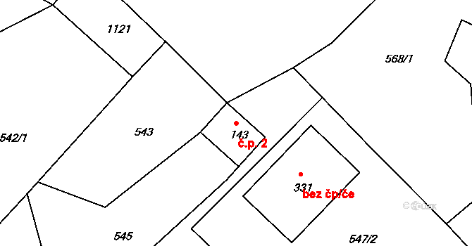 Roveň 2, Všelibice na parcele st. 143 v KÚ Všelibice, Katastrální mapa