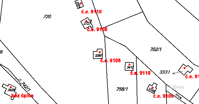 Ústí nad Orlicí 9106 na parcele st. 3260 v KÚ Ústí nad Orlicí, Katastrální mapa