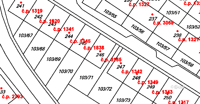 Havlíčkův Brod 3165 na parcele st. 246 v KÚ Perknov, Katastrální mapa